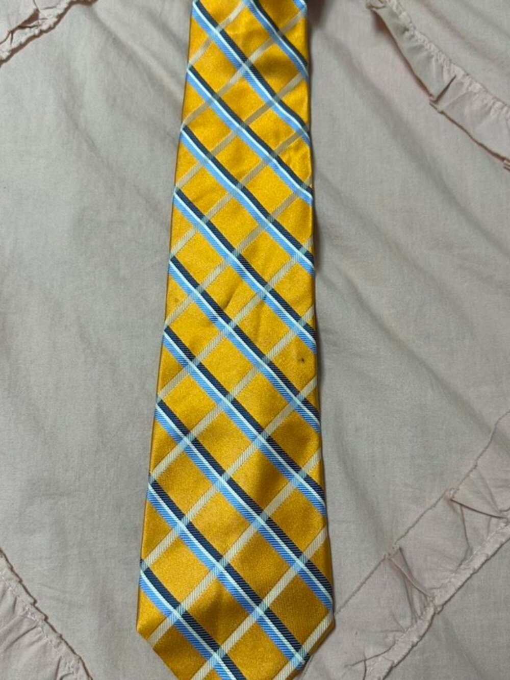 Nautica 100% Silk Orange and Blue Striped Tie.